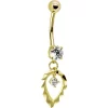 Solid 14kt Yellow Gold Exclusive Dangle Belly Ring