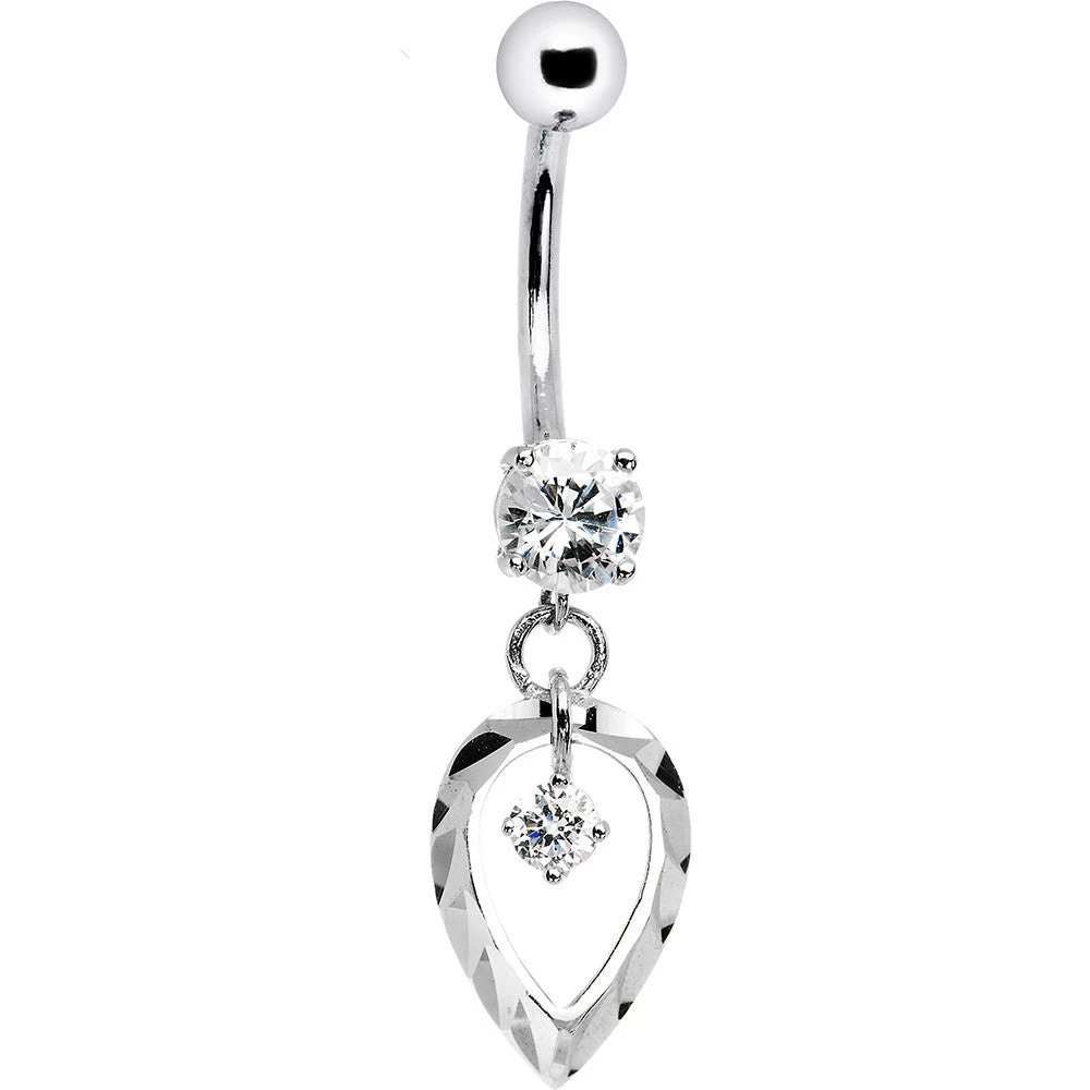 Solid 14kt White Gold Exclusive Dangle Belly Ring 1 Solid 14kt White Gold Exclusive Dangle Belly Ring