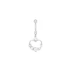 Solid 14kt White Gold Cubic Zirconia Classy Heart Belly Ring
