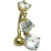 Solid 14kt Yellow Gold Top Mount CZ Belly Ring