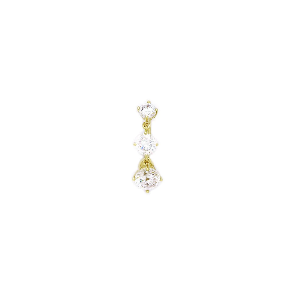Solid 14kt Yellow Gold Top Mount CZ Belly Ring 2 Solid 14kt Yellow Gold Top Mount CZ Belly Ring - Image 2