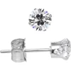 Sterling Silver .23 Ct Cubic Zirconia Round Stud Earrings