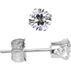 Sterling Silver .23 Ct Cubic Zirconia Round Stud Earrings
