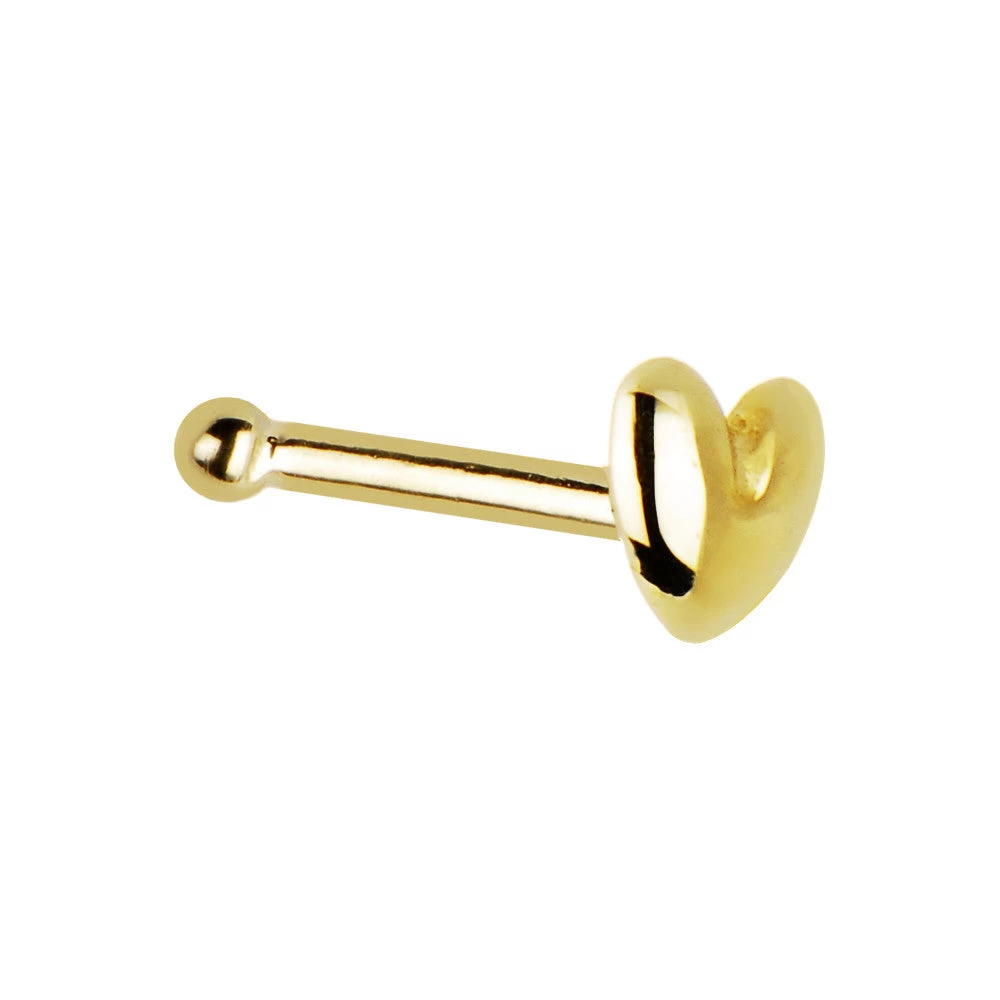 Solid 14KT Yellow Gold Heart Nose Bone 1 Solid 14KT Yellow Gold Heart Nose Bone