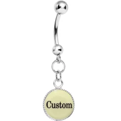 Custom Glow In The Dark Personalized Name Dangle Belly Ring