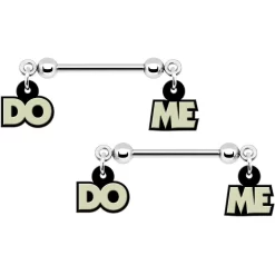 14 Gauge 5/8 Glow In The Dark Do Me Nipple Ring Set