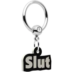 14 Gauge 1/2 Clear Gem Glow In The Dark Slut Dangle Captive Ring