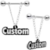 Custom Glow In The Dark Chain Personalized Name Dangle Nipple Ring Set