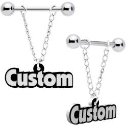 Custom Glow In The Dark Chain Personalized Name Dangle Nipple Ring Set