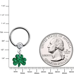 Green Glitter Shamrock Captive Ring -Body Jewelry Store CU 5395.otherimage2