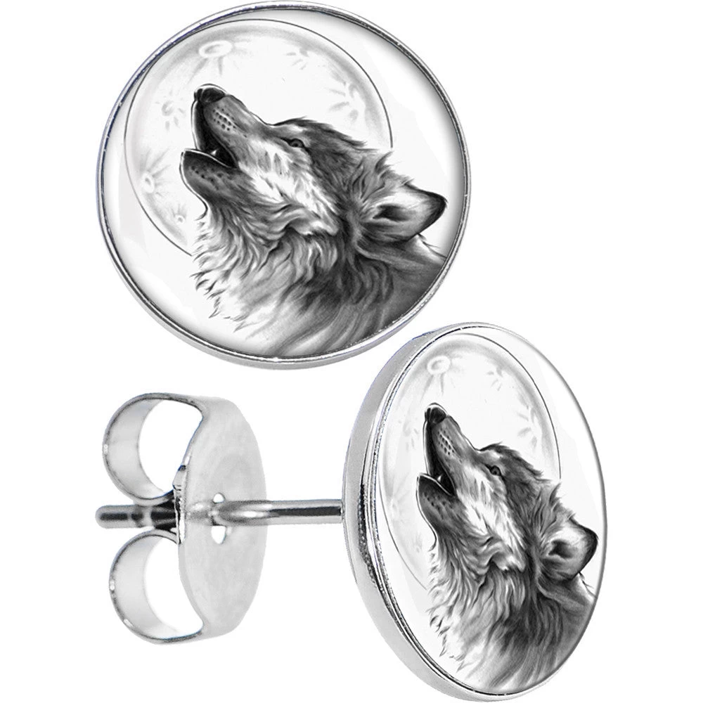 Momo Howling Wolf Stud Earrings 1 Momo Howling Wolf Stud Earrings
