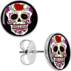 Momo White Sugar Skull Stud Earrings