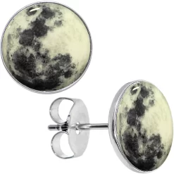 Moon Glow In The Dark Stud Earrings
