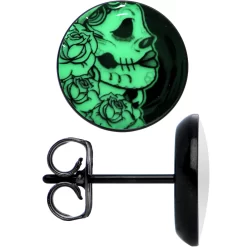 Black Anodized Gothic Rose Flower Skull Glow In The Dark Stud Earrings 7 Black Anodized Gothic Rose Flower Skull Glow In The Dark Stud Earrings -Body Jewelry Store CU EBKGL 555 591b4d5a f874 4842 b476 ea483b0d2563