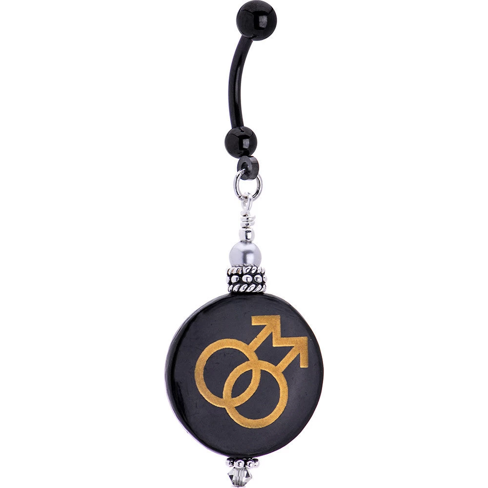 Hancrafted Black Male Pride Belly Ring Created With Crystals 1 Hancrafted Black Male Pride Belly Ring Created With Crystals
