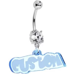 Custom Clear Gem Acrylic Lucite Name Dangle Belly Ring -Body Jewelry Store CU HC 609 LB 455f59c9 a9c6 4eb9 a3a5 857e51f2f2ea