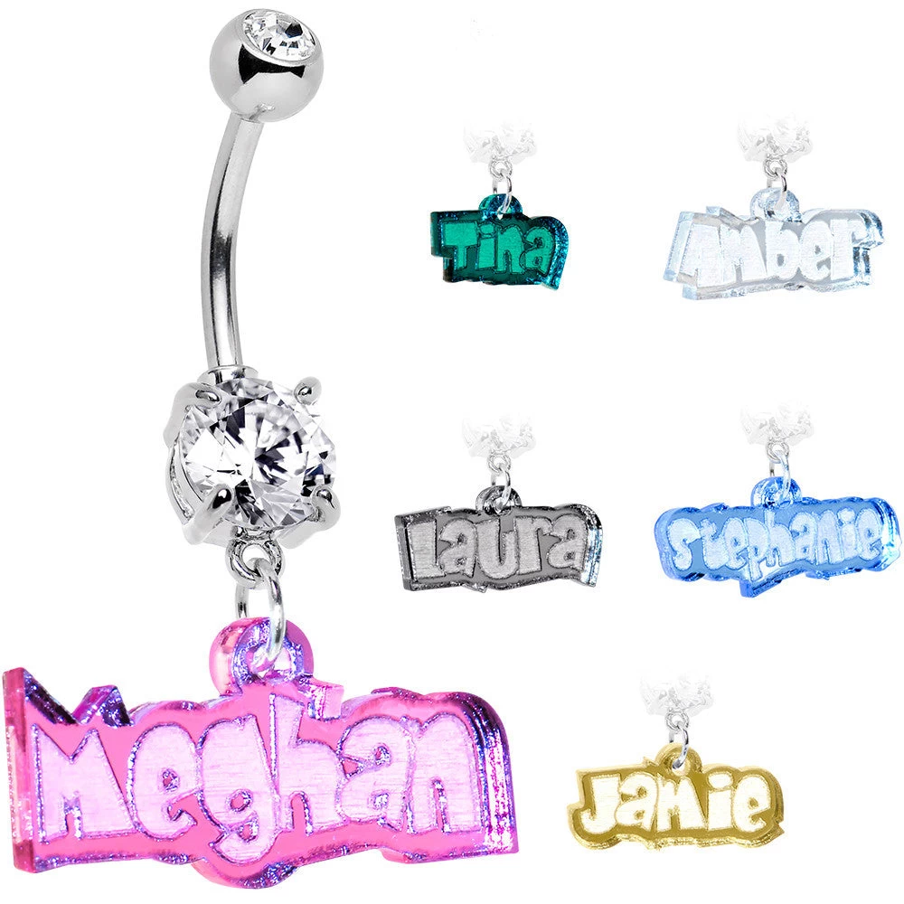 Custom Lucite Fun Personalized Belly Ring Created With Crystals 1 Custom Lucite Fun Personalized Belly Ring Created With Crystals