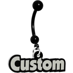 Custom Black Glow In The Dark Personalized Name Dangle Belly Ring
