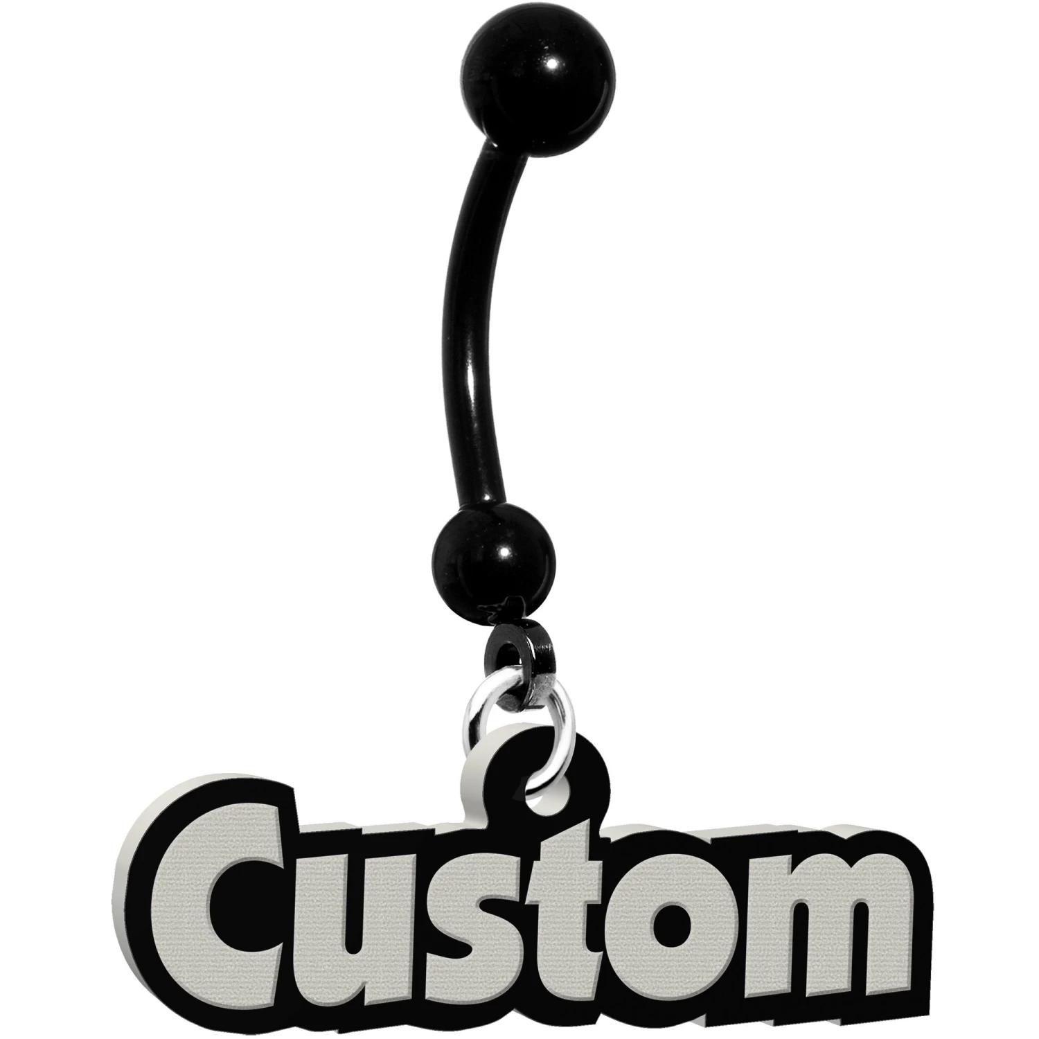 Custom Black Glow In The Dark Personalized Name Dangle Belly Ring 1 Custom Black Glow In The Dark Personalized Name Dangle Belly Ring