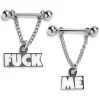 14 Gauge 5/8 F*ck Me Glow In The Dark Chain Dangle Nipple Ring Set