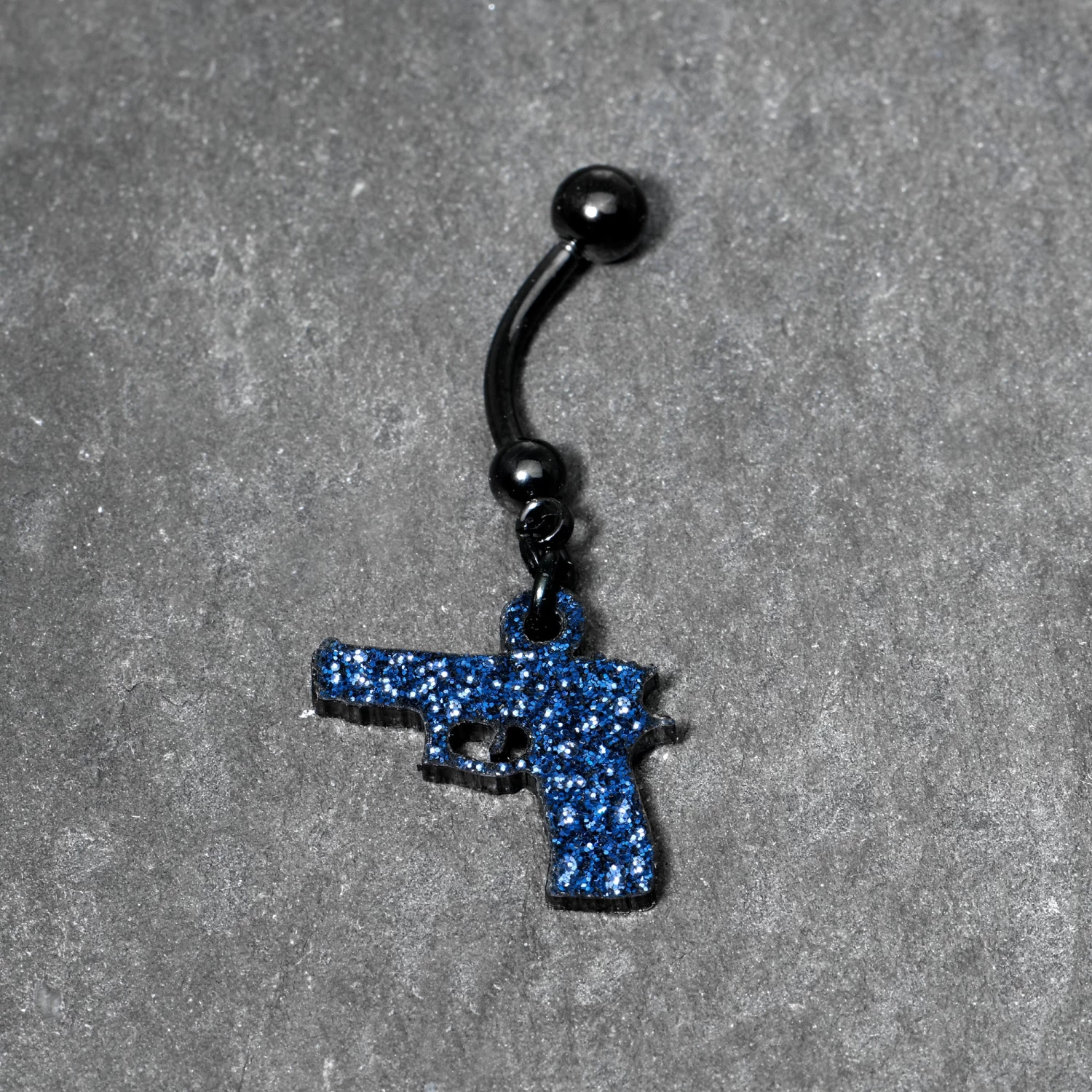 Blue Glitter Gun Dangle Belly Ring 3 Blue Glitter Gun Dangle Belly Ring - Image 3