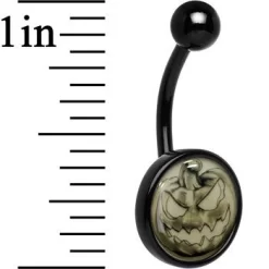 Black Titanium Bad Jack O' Lantern Glow In The Dark Belly Ring -Body Jewelry Store CUBNA BKGL 728 62fd359a b505 47e8 804a a8dfedf8f898
