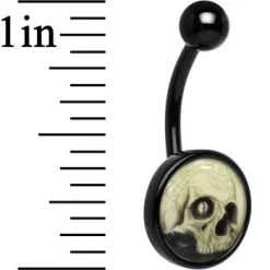 Black Titanium Webbed Skull Glow In The Dark Belly Ring -Body Jewelry Store CUBNA BKGL 733 41ae0473 a626 459c 92c0 81e6f7b648d9