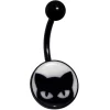 Black Glow In The Dark Peeking Black Cat Belly Ring