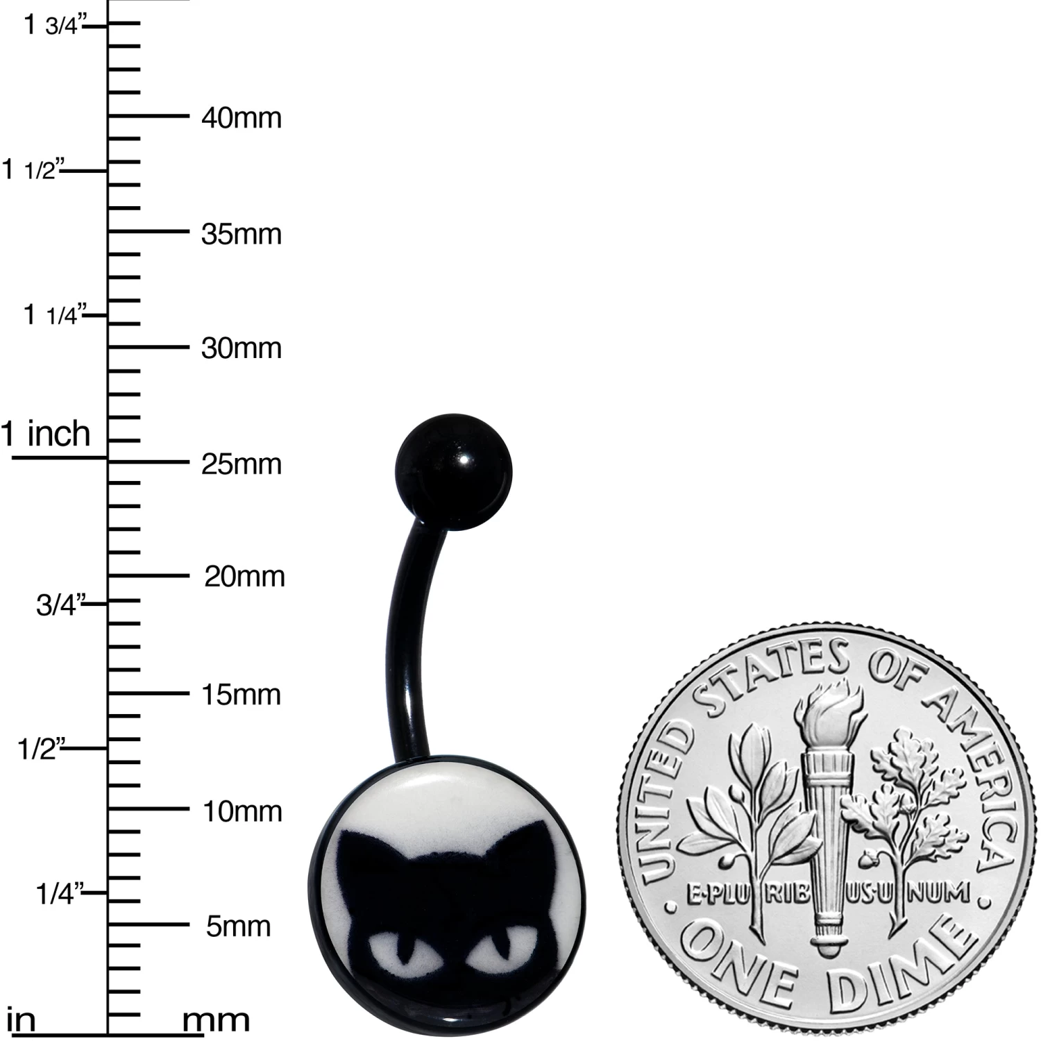 Black Glow In The Dark Peeking Black Cat Belly Ring 3 Black Glow In The Dark Peeking Black Cat Belly Ring - Image 3