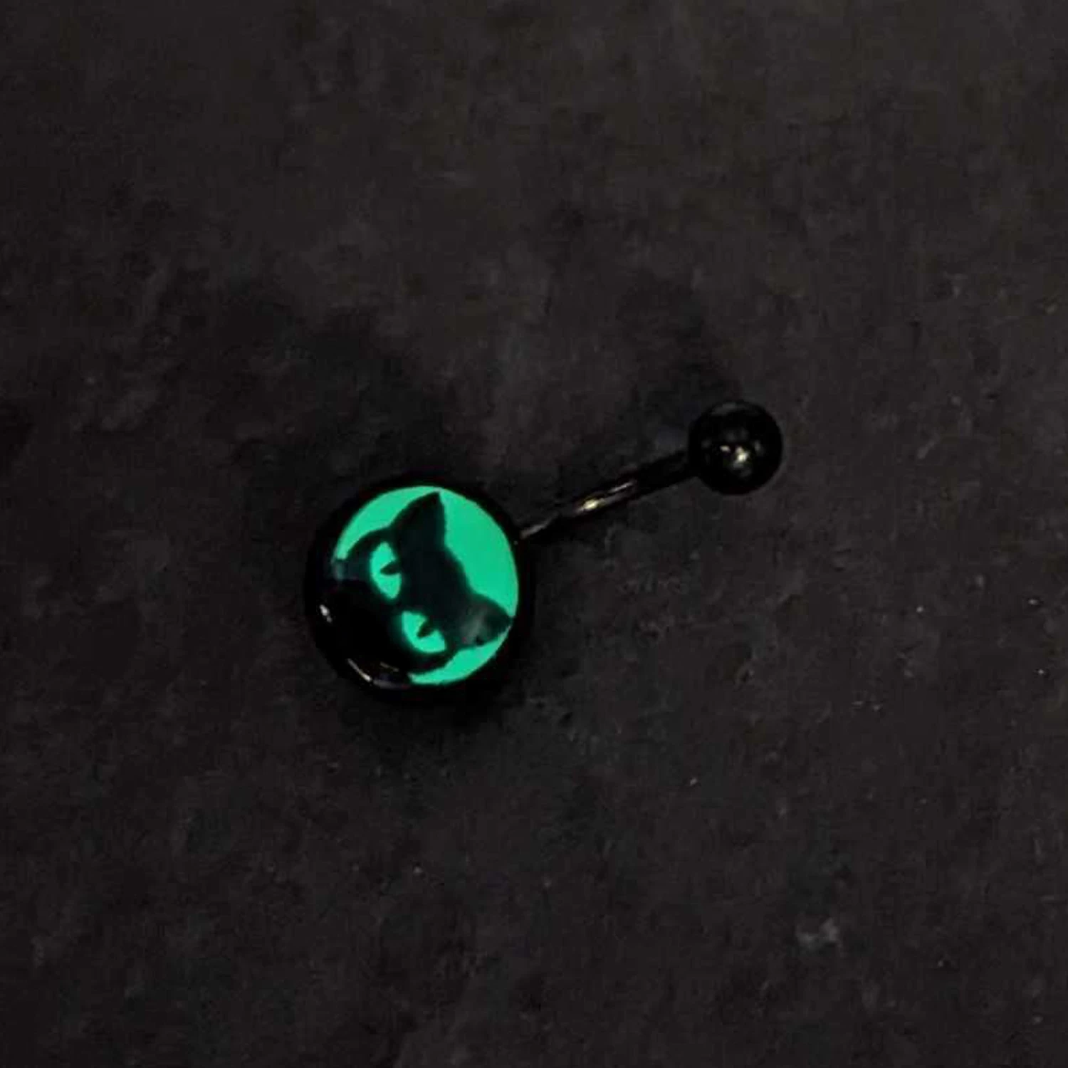 Black Glow In The Dark Peeking Black Cat Belly Ring 5 Black Glow In The Dark Peeking Black Cat Belly Ring - Image 5