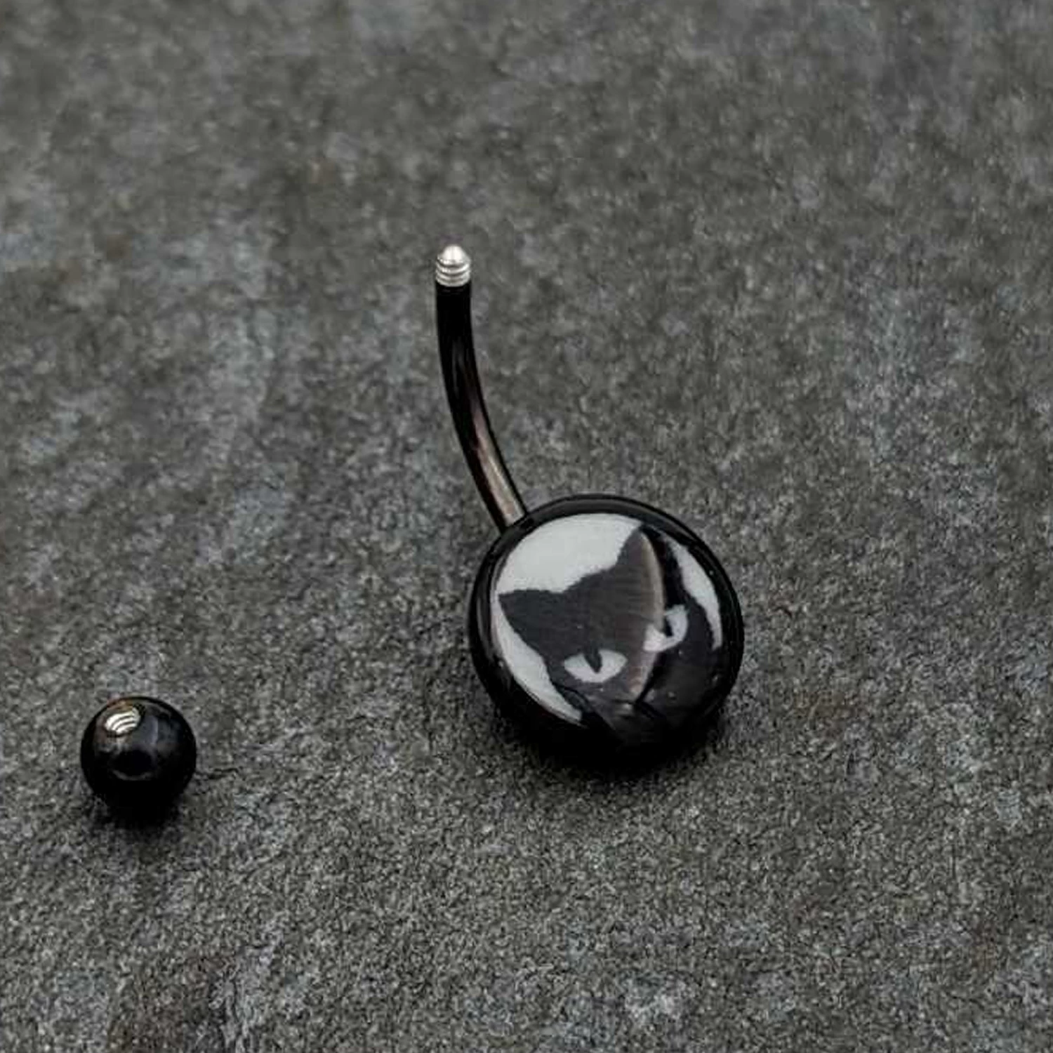 Black Glow In The Dark Peeking Black Cat Belly Ring 6 Black Glow In The Dark Peeking Black Cat Belly Ring - Image 6