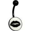Black Glow In The Dark Lipstick Kiss Mark Belly Ring
