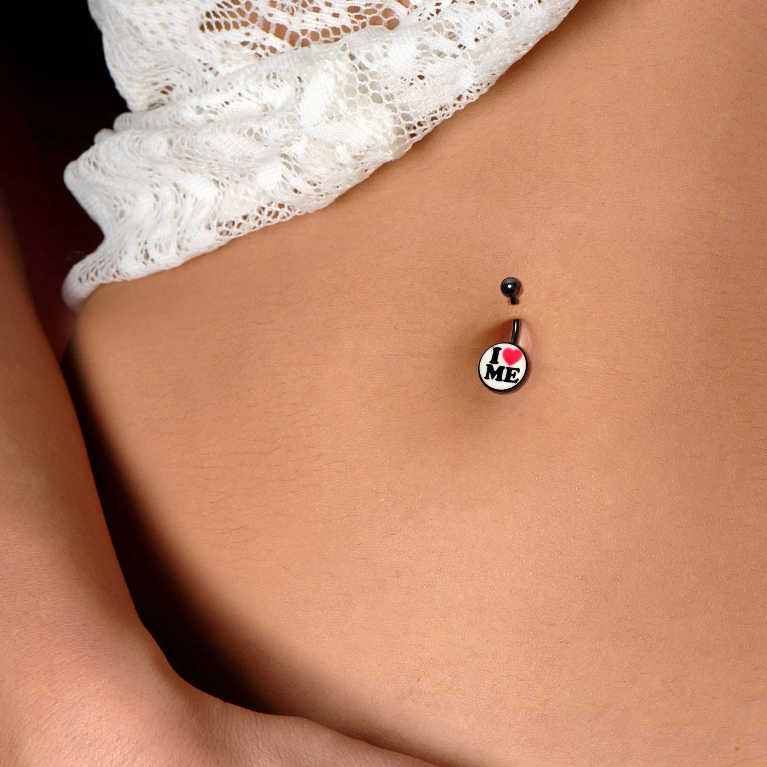 Black Glow In The Dark I Love Me Belly Ring 4 Black Glow In The Dark I Love Me Belly Ring - Image 4