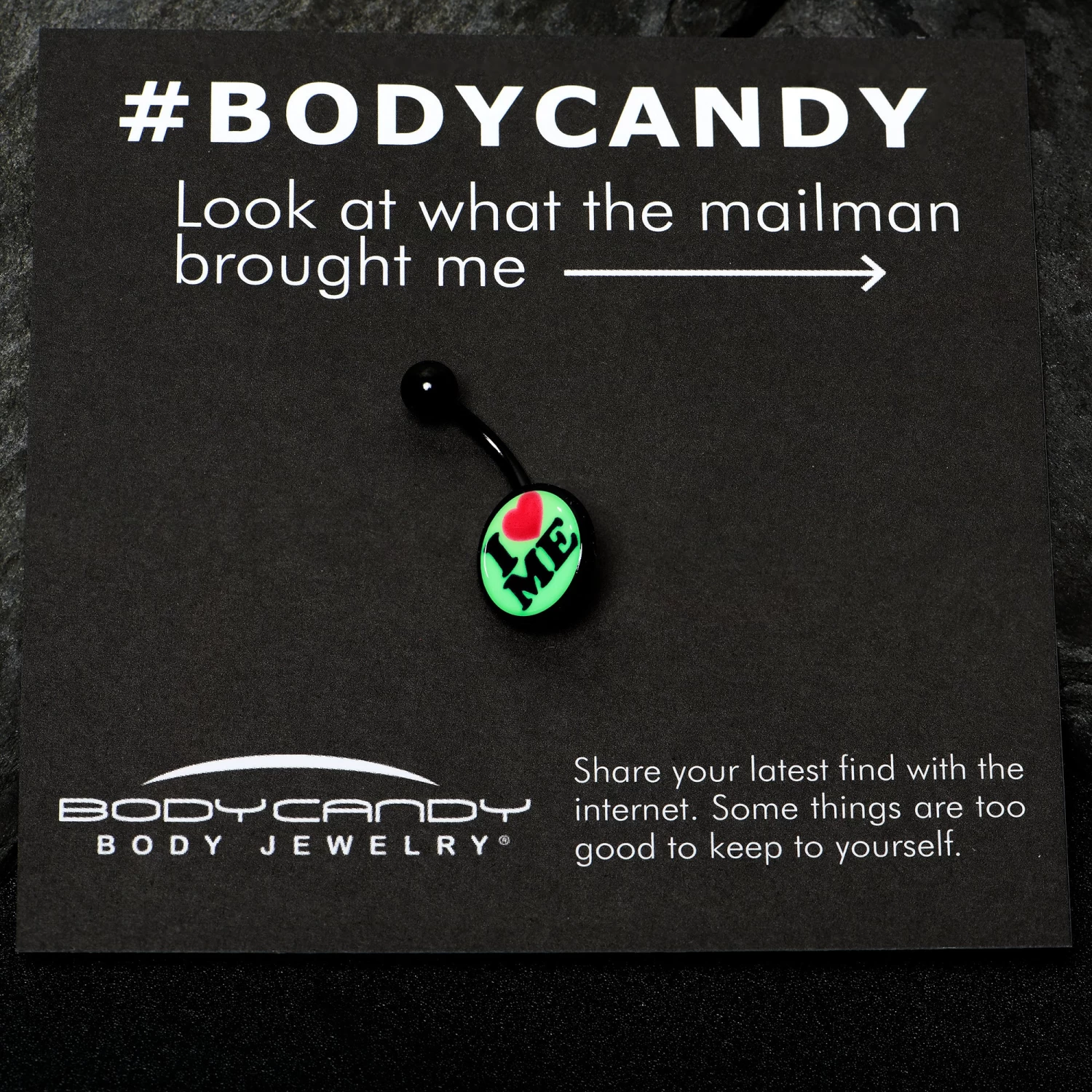 Black Glow In The Dark I Love Me Belly Ring 6 Black Glow In The Dark I Love Me Belly Ring - Image 6