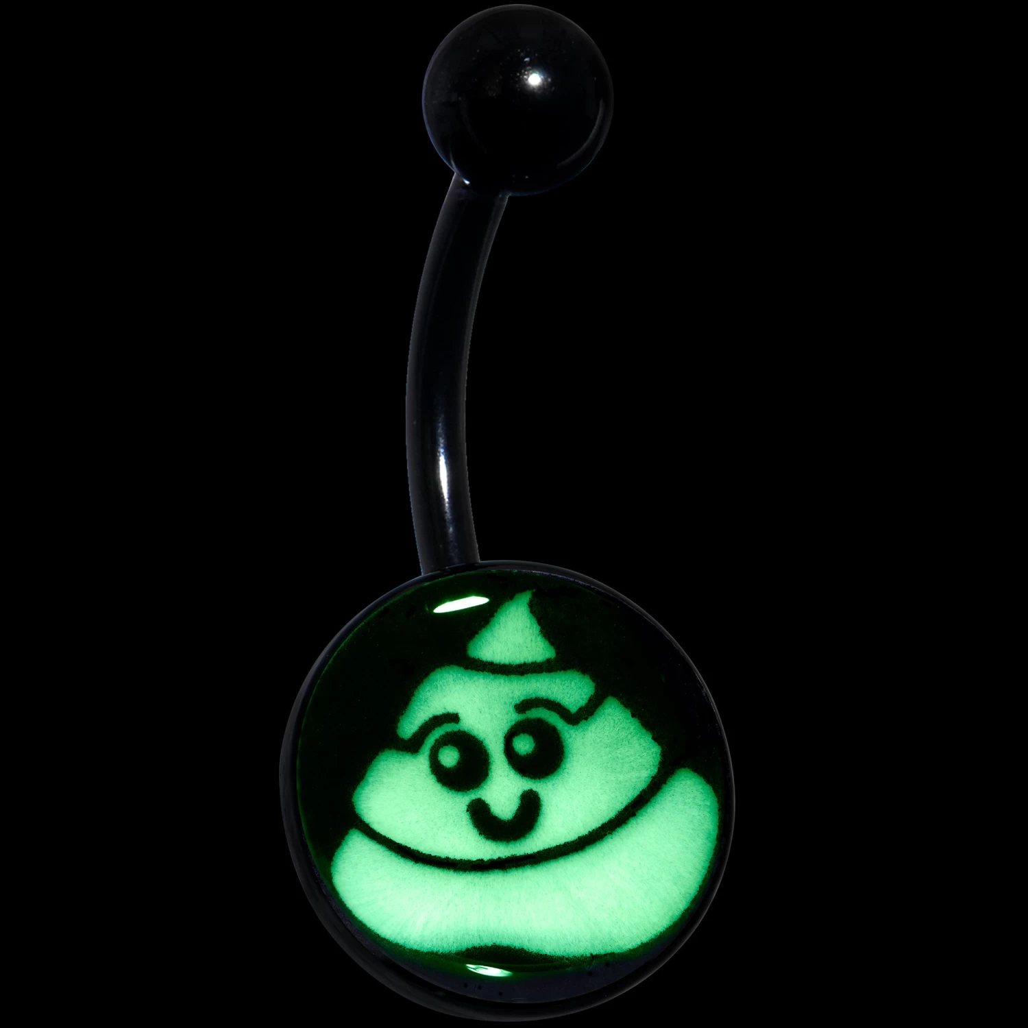 Black Glow In The Dark Poop Belly Ring 2 Black Glow In The Dark Poop Belly Ring - Image 2
