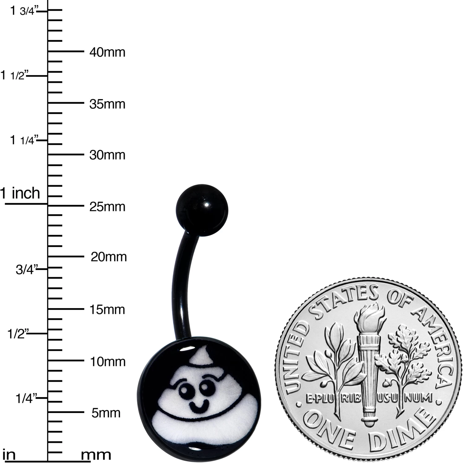 Black Glow In The Dark Poop Belly Ring 3 Black Glow In The Dark Poop Belly Ring - Image 3