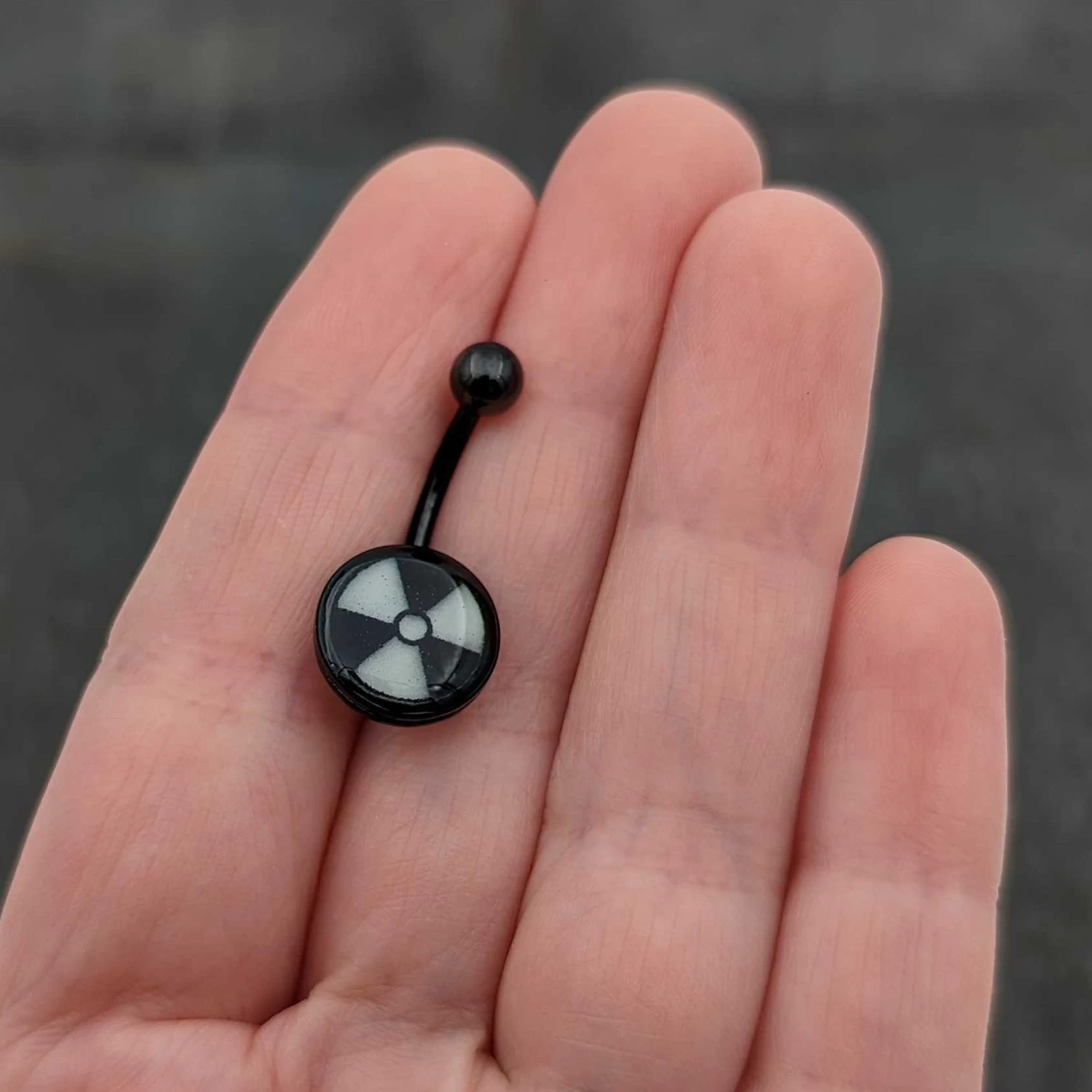 Black Glow In The Dark Radioactive Belly Ring 4 Black Glow In The Dark Radioactive Belly Ring - Image 4