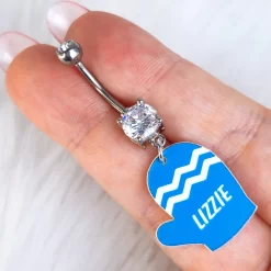 Custom Zig Zag Blue Mitten Personalized Dangle Belly Ring 5 Custom Zig Zag Blue Mitten Personalized Dangle Belly Ring -Body Jewelry Store CUBNA MITT BL ZAG.otherimage2