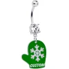 Custom Snowflake Green Mitten Personalized Dangle Belly Ring