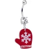 Custom Snowflake Red Mitten Personalized Dangle Belly Ring