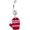 Custom Zig Zag Red Mitten Personalized Dangle Belly Ring