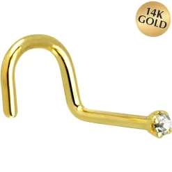 Solid 14KT Yellow Gold 1.5mm Genuine Diamond Nose Ring 11 Solid 14KT Yellow Gold 1.5mm Genuine Diamond Nose Ring -Body Jewelry Store G 100.main