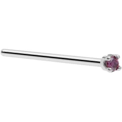 Solid 14KT White Gold (February) 1.5mm Genuine Purple Diamond Nose Ring 17 Solid 14KT White Gold (February) 1.5mm Genuine Purple Diamond Nose Ring -Body Jewelry Store G 2047