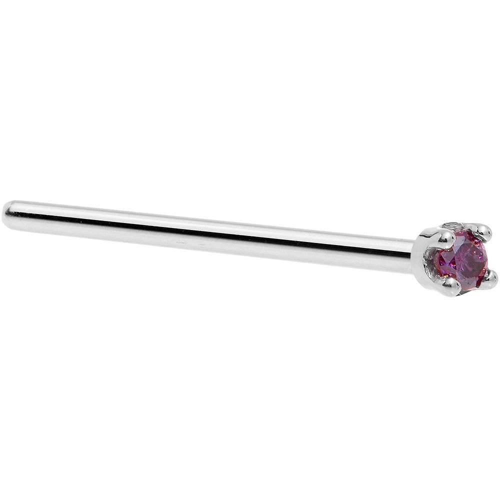 Solid 14KT White Gold (February) 1.5mm Genuine Purple Diamond Nose Ring 6 Solid 14KT White Gold (February) 1.5mm Genuine Purple Diamond Nose Ring - Image 6