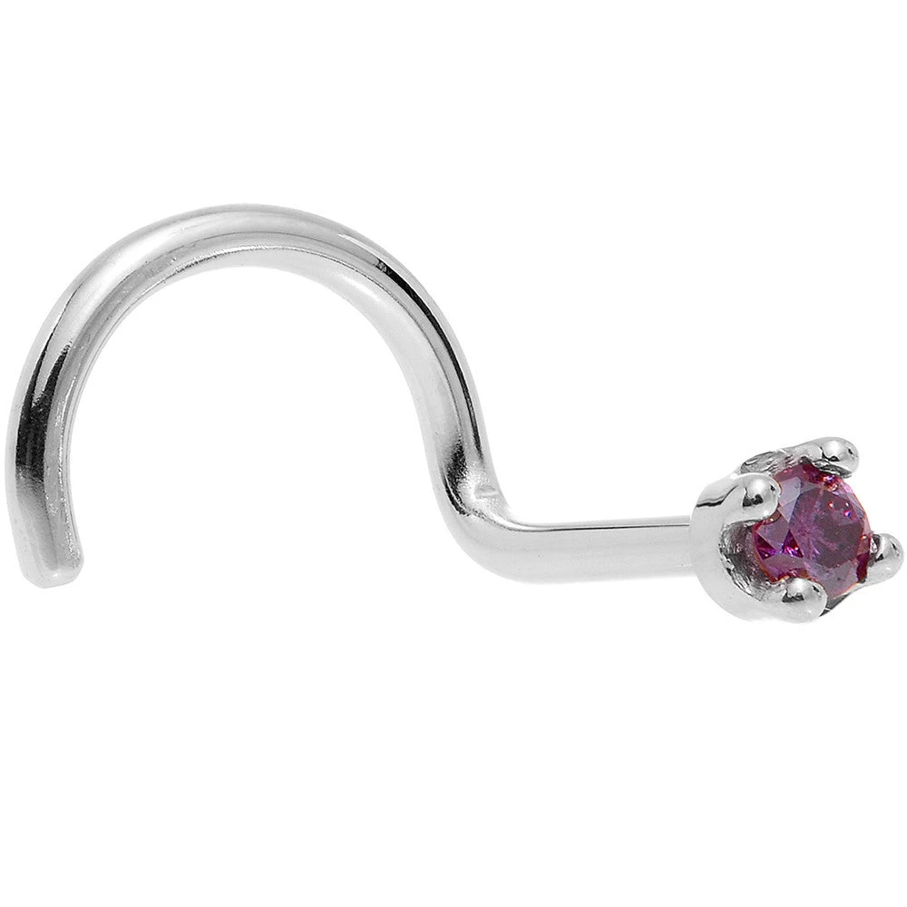 Solid 14KT White Gold (February) 1.5mm Genuine Purple Diamond Nose Ring 10 Solid 14KT White Gold (February) 1.5mm Genuine Purple Diamond Nose Ring - Image 10