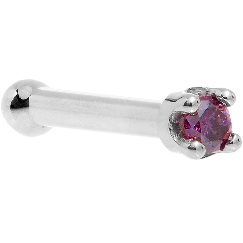 Solid 14KT White Gold (February) 1.5mm Genuine Purple Diamond Nose Ring 5 Solid 14KT White Gold (February) 1.5mm Genuine Purple Diamond Nose Ring - Image 5