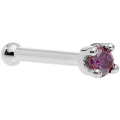 Solid 14KT White Gold (February) 1.5mm Genuine Purple Diamond Nose Ring 22 Solid 14KT White Gold (February) 1.5mm Genuine Purple Diamond Nose Ring -Body Jewelry Store G 2055
