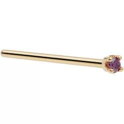 Solid 14KT Yellow Gold (February) 1.5mm Genuine Purple Diamond Nose Ring -Body Jewelry Store G 2057 3466a7d7 cd6b 4036 b851 cd9b81436b43