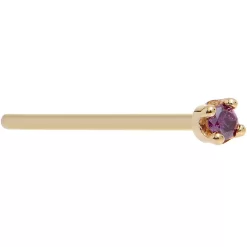Solid 14KT Yellow Gold (February) 1.5mm Genuine Purple Diamond Nose Ring -Body Jewelry Store G 2058