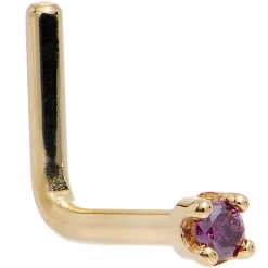 Solid 14KT Yellow Gold (February) 1.5mm Genuine Purple Diamond Nose Ring -Body Jewelry Store G 2061 f7597feb b39e 4335 a0e1 9e53b2fd310a